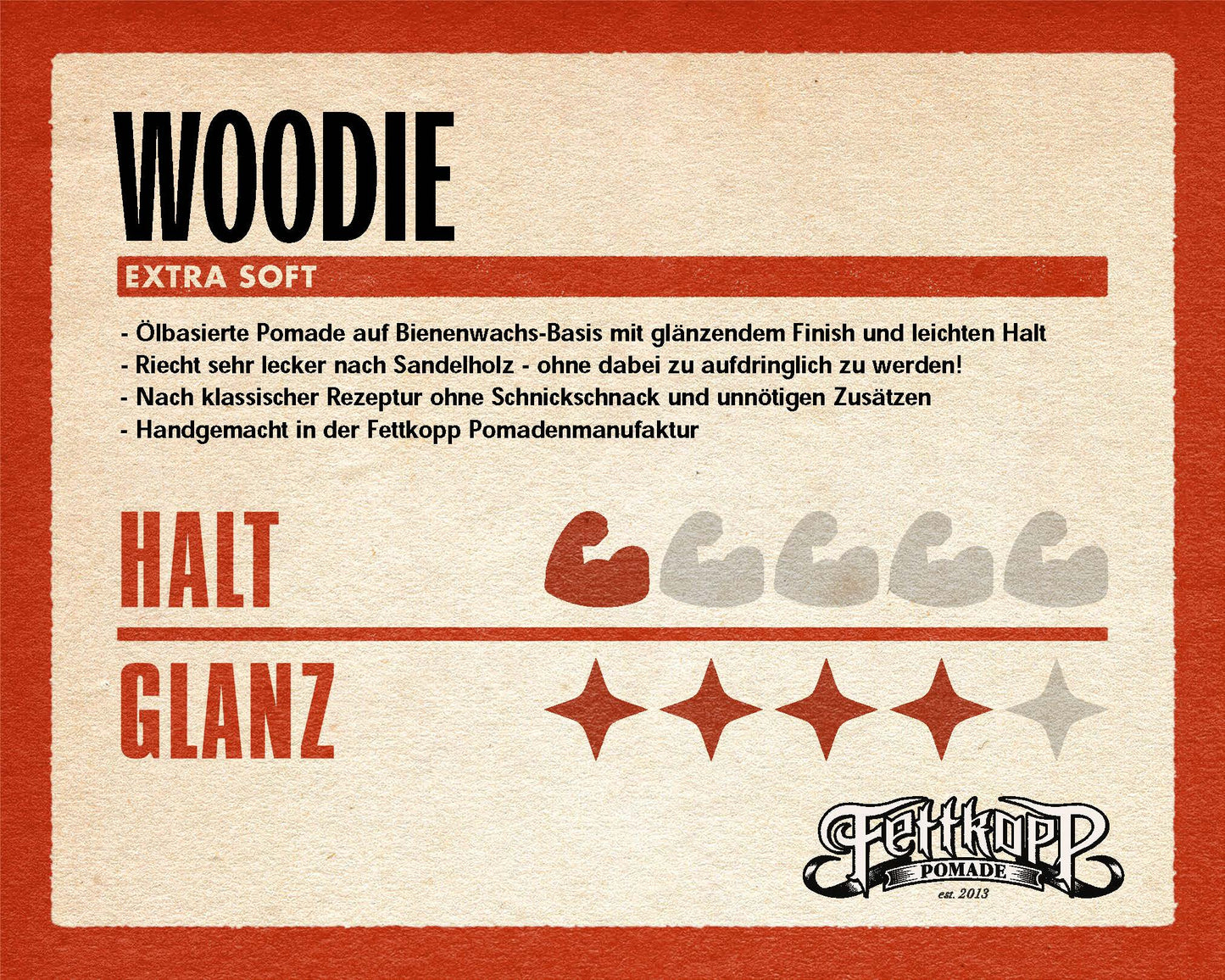 FETTKOPP POMADE Extra Soft WOODIE (Sandelholz)
