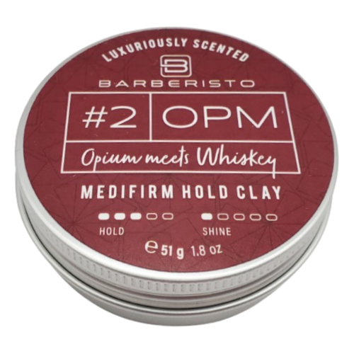 Barberisto 2OPM Opium Whiskey ölbasierte Pomade mittlerer Halt Clay matt