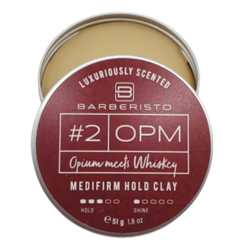 Barberisto 2OPM Opium Whiskey ölbasierte Pomade mittlerer Halt Clay matt