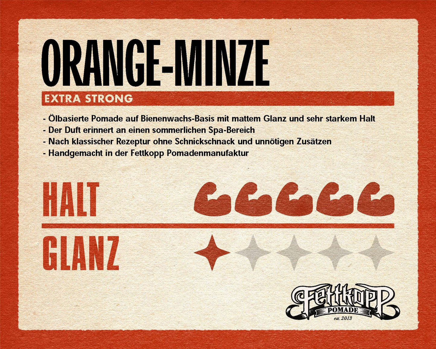 FETTKOPP POMADE Extra Strong CLASSIC (Orange-Minze)