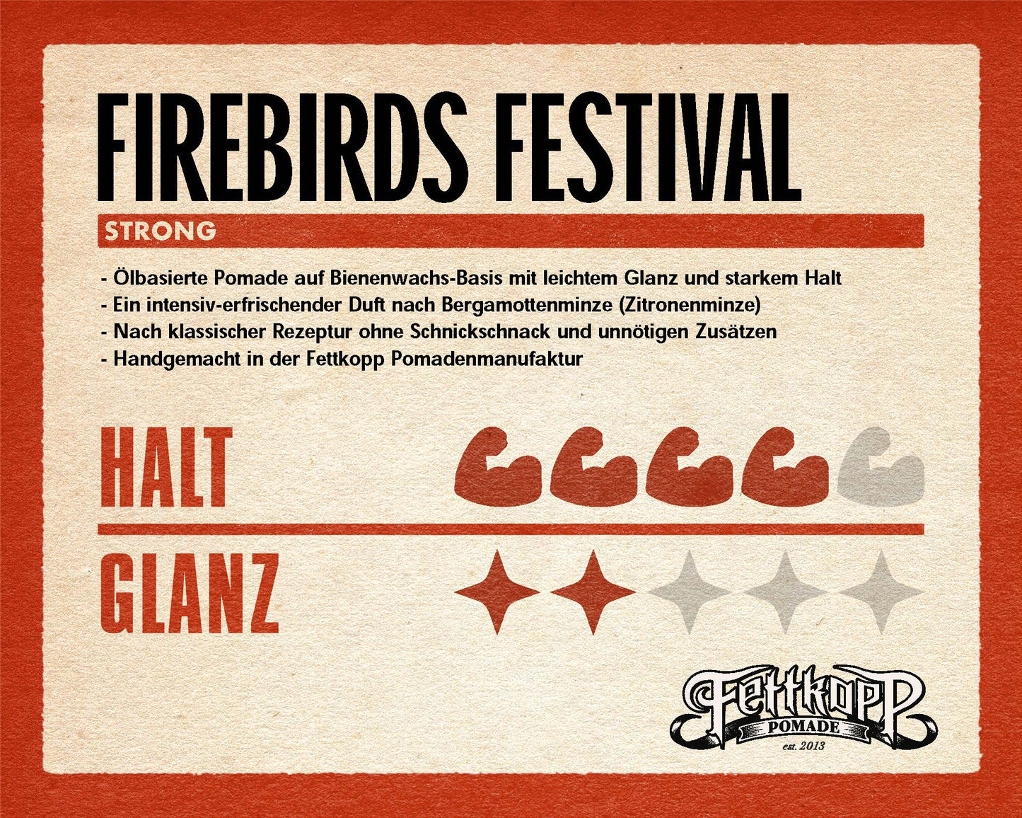 Firebirds Festival Pomade 2023 (tenue ferme - menthe bergamote - 51g)